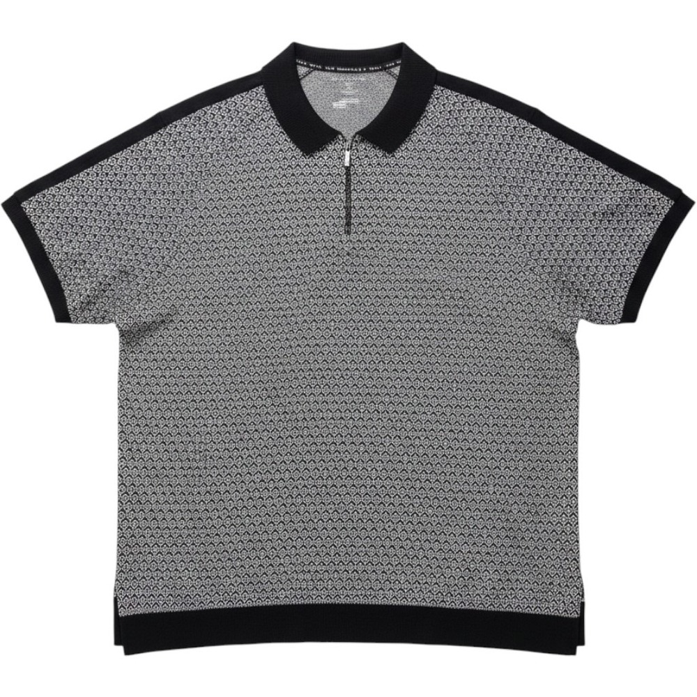 Shaquille O'Neal XLG Quarter Zip Knit Polo Shirt Mens 4XL Black White Geometric